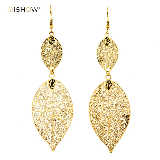 New Arrival Hollow Leaves Earrings For Women Filigree Antique Gold New Arrival Hollow Leaves Earrings For Women Filigree Antique Gold Leaf Drop Fashion Jewelry Eardrop