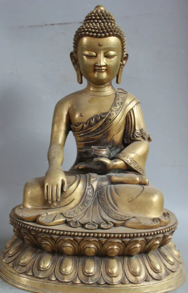 

JP S0524 23" Tibet Tibetan Buddhism Copper Seat Shakyamuni Amitabha Buddha Bowl Statue Discount 35%