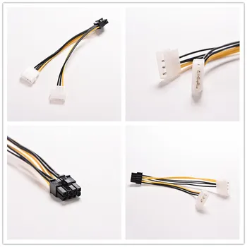

8 Pin LP4 4Pin 16cm PCI Express Male To Dual Molex IDE PCI-E graphic Video Card Power Cable Adapter