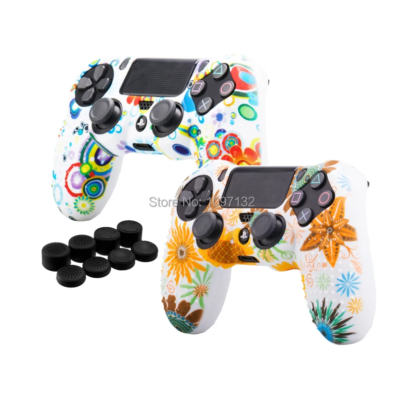 10 in 1 For Sony Dualshock PS4 DS4 Slim Pro Controller Silicone  Case Protective Skin + Thumb Stick Caps for Play station 4 (10)
