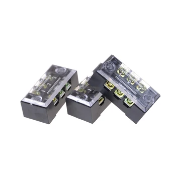 

High Quality 3pcs/lot Dual Row 3 Position Screw Terminal Block Strip 600V 15A w Cover TB-1503 New Barrier Terminal Block