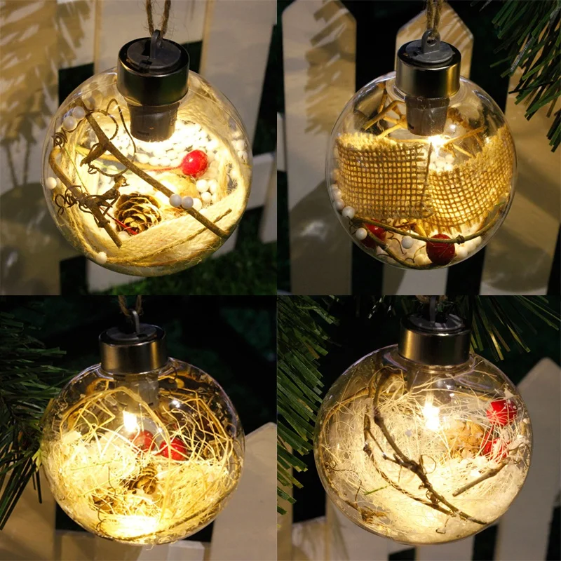 

New 8CM Glass LED Ball Lights For Christmas Tree Wedding Home Indoor Decoration Gift Battery Powered