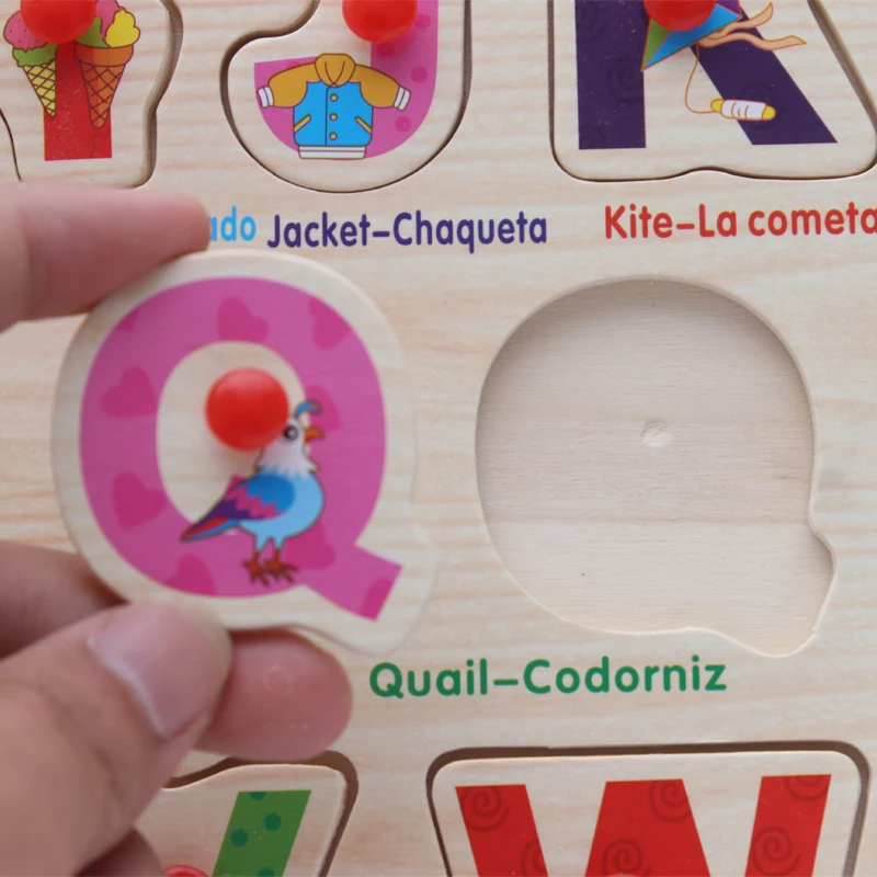 Candywood испанские и английские слова головоломки Обучающие игрушки Дети Ручная