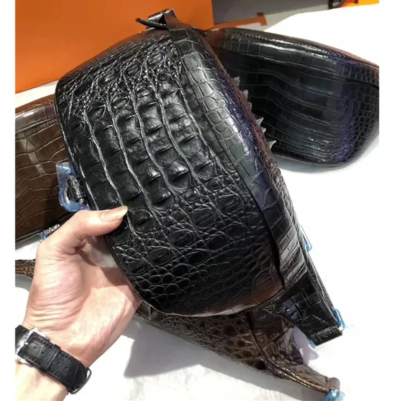 

Authentic Exotic Crocodile Skin Casual Style Men's Waist Packs Genuine Real Alligator Leather Male Chest Bag Cross Shoulder Bag