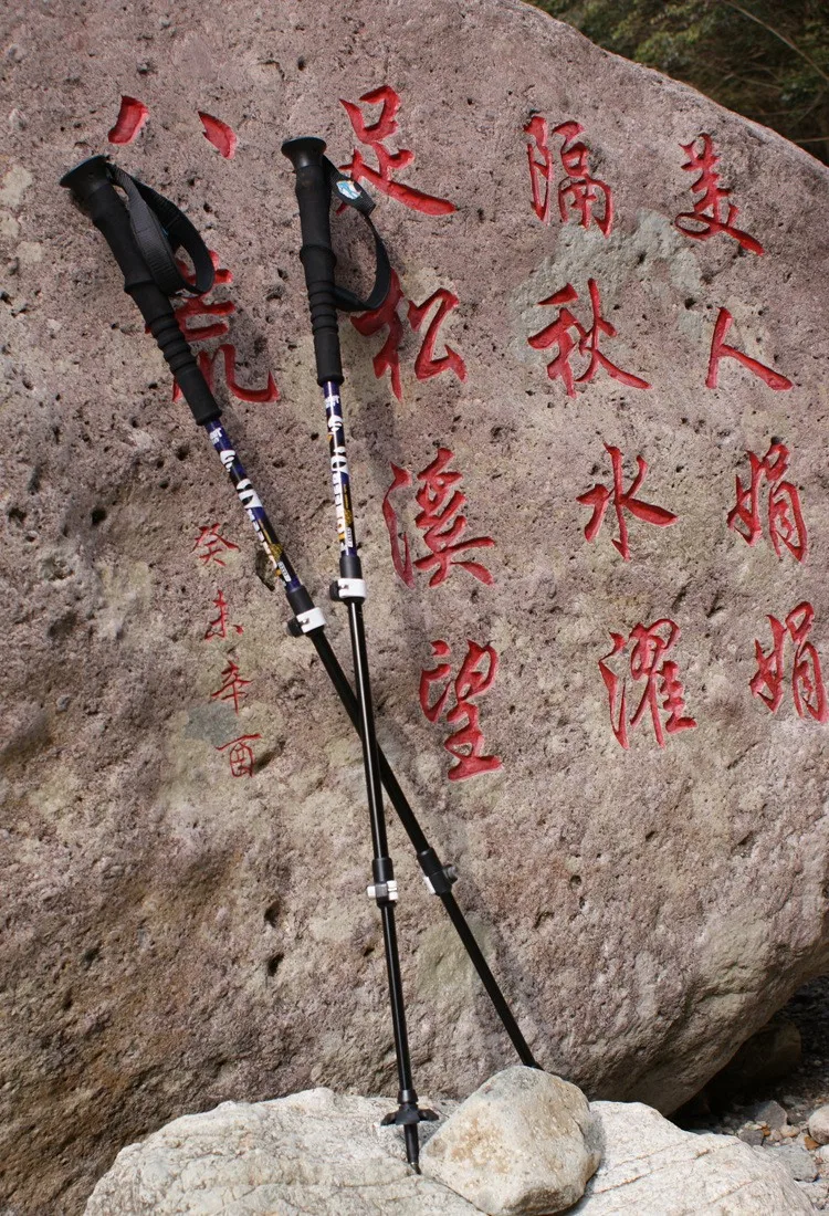 Externo de Fibra de Carbono de Alumínio de Esqui Frete Grátis Lote Caminhada Telescópio Vara Nórdica Bengala Trekking Pole Bloqueio Acampamento 2 Pçs - 19 Frete grátis 2 pçs lote caminhada telescópio