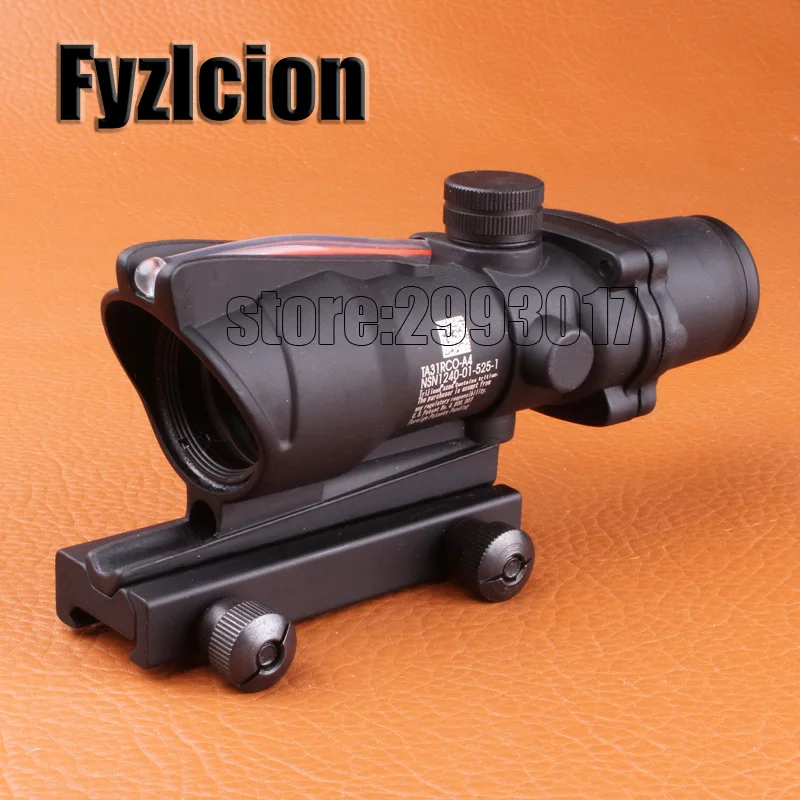 

Fyzlcion 4X32 SCOPE Fiber Source Red Green Illuminated Scope Black Tan Color Tactical Riflescope
