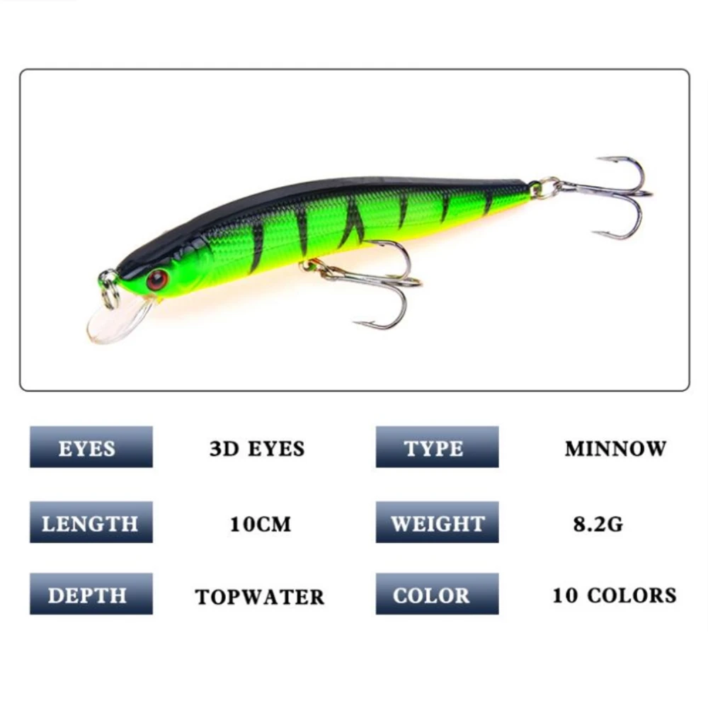 1 unids/lote señuelo de Pesca 3D ojos flotando Minnow Aritificial láser Wobblers Crankbait de plástico duro de Pesca 6 gancho de Pesca