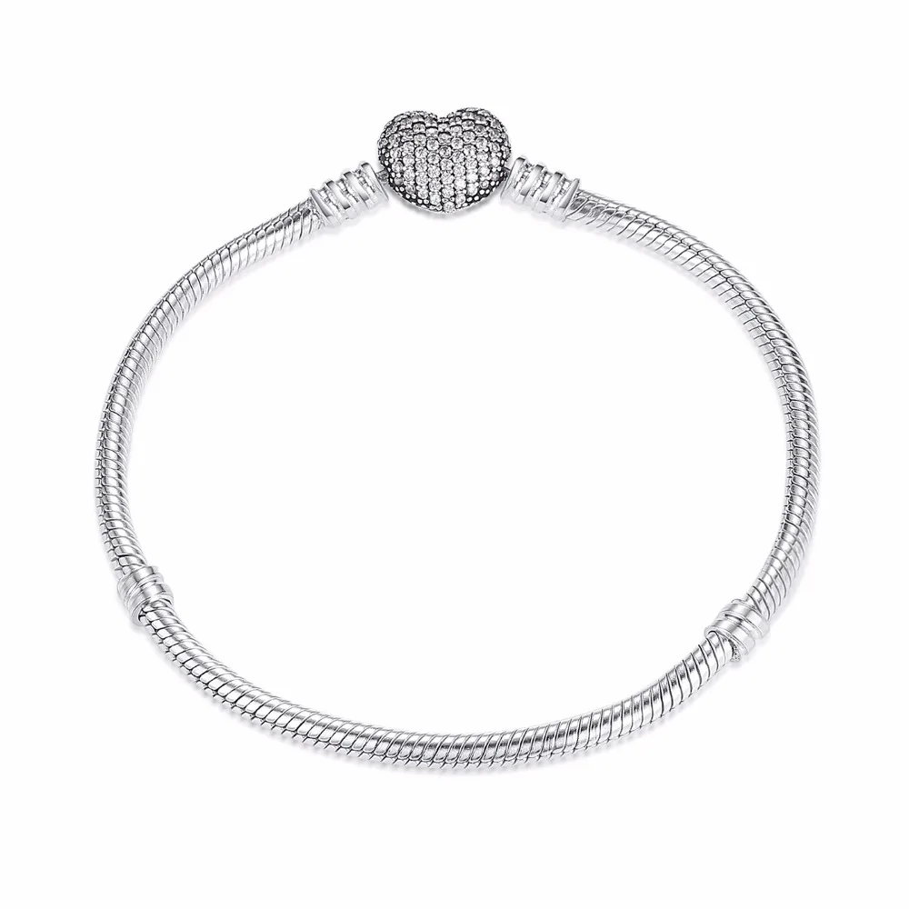 Heart Chain 100 925 Sterling Silver Charm Beads Fits European Charms