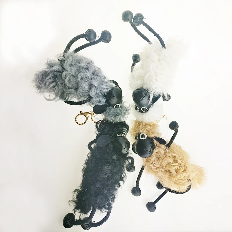 SHOWTRUE New Sheep keychain Real lambs wool Fur keychain key ring Wool