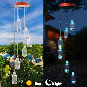 

Solar LED Sea Shell Wind Chimes Color Changing Balcony Garden Child Room Decor Light Lamp Easy To Install US