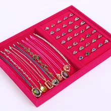 Розовый красный цвет ювелирные изделия кольцо и ожерелье Органайзер витрины Организатор хранения украшений коробка Горячая
