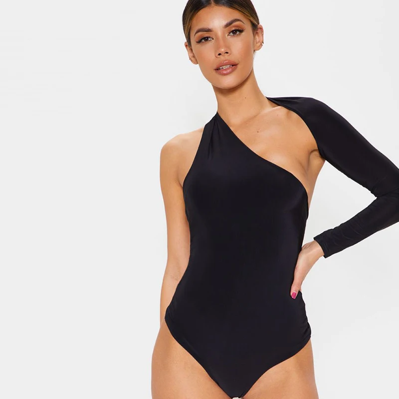 Summer sexy one-shoulder tight bodysuit fashion casual street wild bottom triangle jumpsuit Summer sexy one-shoulder tight bodysuit fashion casual street wild bottom triangle jumpsuit