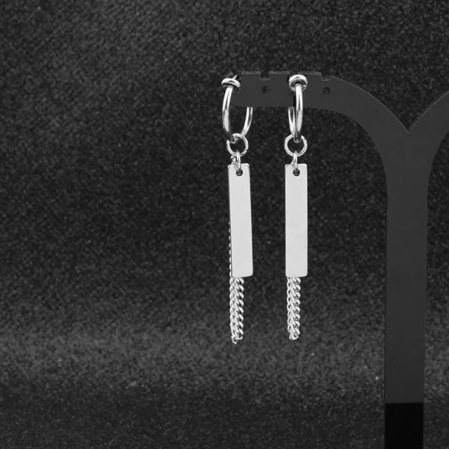 

Korean Earrings 2019 Fashion Jewelry Boys Stud Earring Men Brincos Long Stainless Steel Earrings For Women