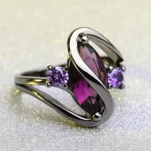 

Trendy Luxury Vintage Purple Zircon CZ Crystal Colorful Rings For Women Wedding engagement Jewelry stainless steel rings