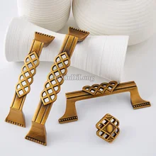 High Quality 10PCS Pure Brass Furniture Handles European Antique Drawer Wardrobe Cupboard Cabinet Kitchen Pull Handles & Knobs
