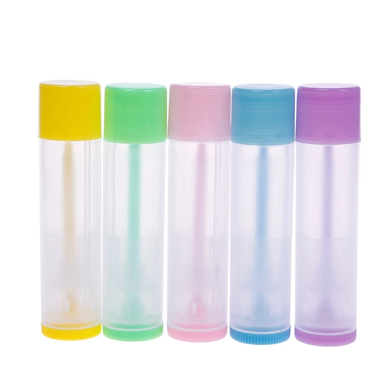 10PCS 5g DIY Empty Colorful transparent lip balm lipstick cream tube bottle Mouth Lip Balm Stick Sample Cosmetic Container ZKH11