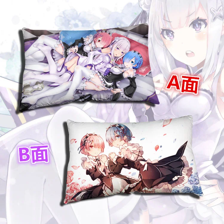 

Japanese Anime Re:Zero kara Hajimeru Isekai Seikatsu Rem Ram Cushion Throw Pillow Case Cover 40x60cm C