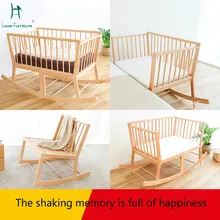 Луи мода детская мебель Неокрашенная твердая древесина сплайсинга детская кровать Кресло-Качалка новорожденный Многофункциональный импортный Колыбель большой
