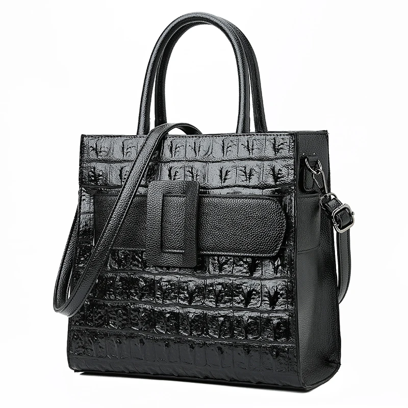 

Celebrity Crocodile Pattern Black Women Leather Handbags Purses Tote Bag 2019 New Printed Alligator Brown Vintage Crossbody Bags
