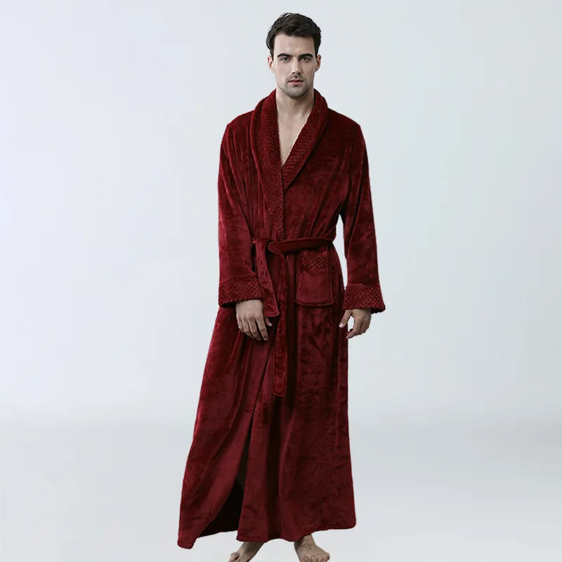 Фланелевый Халат больших размеров для влюбленных удлиненный теплый банный халат для мужчин и женщин толстый зимний банный халат-кимоно мужские халаты