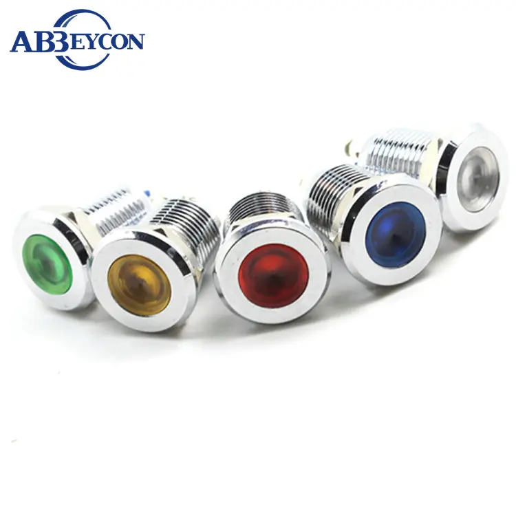 in12-12v-flat-head-pilot-lamp-led-ip67-brass-yellow-white-red-12mm-pin-terminal-waterproof-indicator