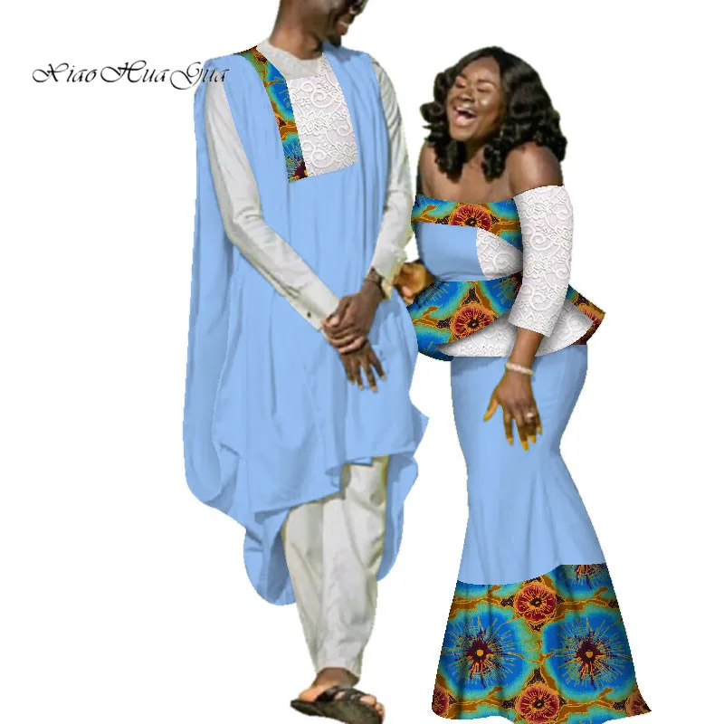 Африканские платья с принтом для женщин Базен Riche традиционная африканская одежда мужская верхняя африканская парная одежда WYQ187 - Цвет: 19