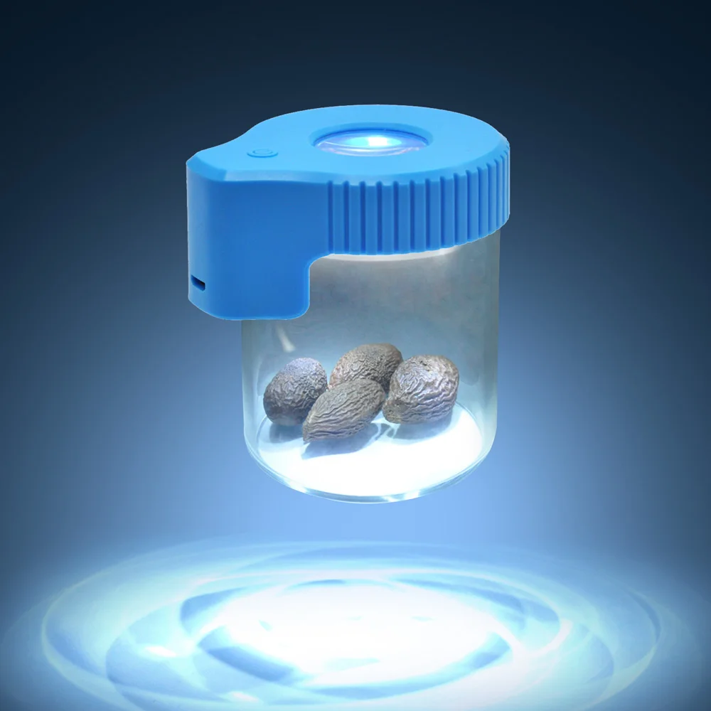 HORNET пластиковый и стеклянный светодиодный герметичный увеличительный контейнер для хранения 155 мл пластиковый чехол для таблеток - Цвет: Blue