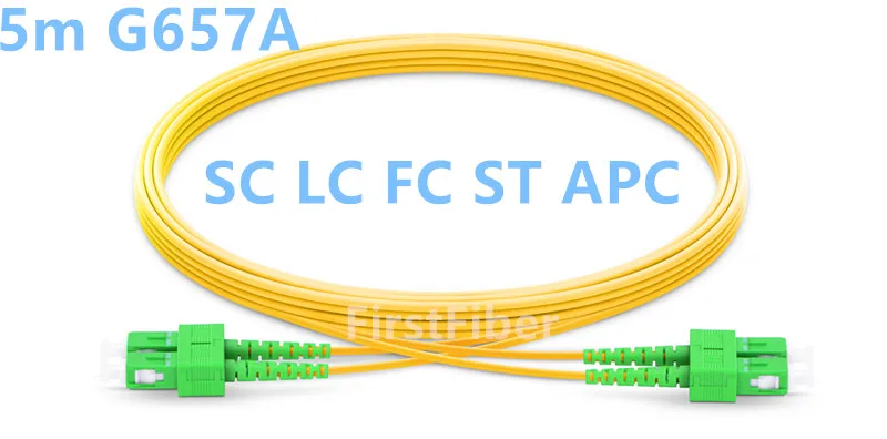 

5m SC LC FC ST APC Patch Cable Fiber Duplex 2 cores Jumper,Patch Cord G657A 2.0mm PVC OS2 SM Bend Insensitive