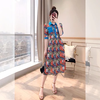 

2019 Dress Sexy Celebrity Patchwork Short Pocket Button Women Print Turn-Down Collar Night Club Body con Party Dresses Wholesale