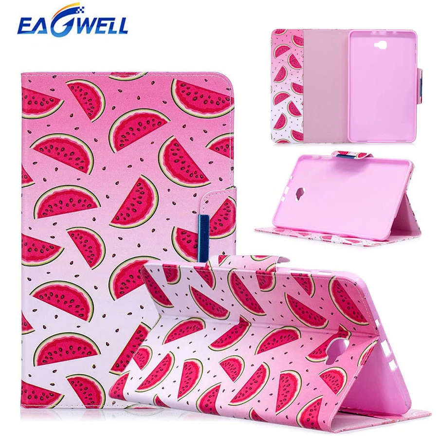 

Painted Leather Case Cover For Samsung Galaxy Tab A 10.1 T580 T585 Wallet Flip Case Stand Smart Cover Tablet Protection Skin