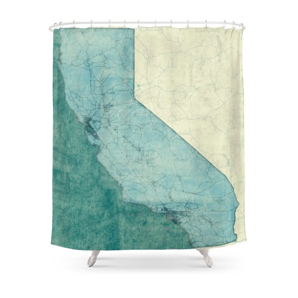 California State Map Blue Vintage Shower Curtain | Дом и сад