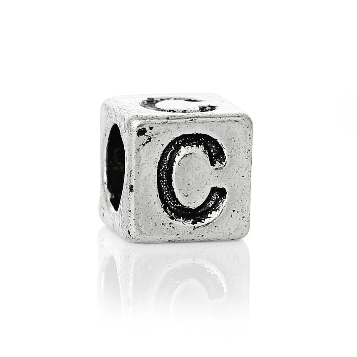 

DoreenBeads 20 PCs antique silver Alphabet/Letter "C" Charms Beads Fit European Charm 7x7mm new