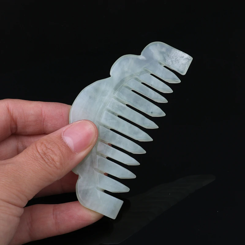 

1Pcs Health Care Natural Jade Stone Guasha Gua Sha Board Comb Shape Massage Hand Massager Relaxation Comb