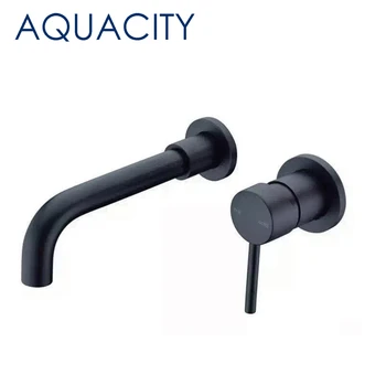 

Free shipping Wall Mounted Solid BrassBlack Finish Basin Faucet Bathroom Washbasin Basin / Torneira Faucets Mixers & Taps