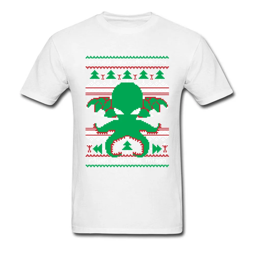 Newest cthulhu cultist christmas 10785 T-Shirt Crew Neck 100% Cotton Fabric Young Tops Shirts Short Sleeve Labor Day Sweatshirts cthulhu cultist christmas 10785 white