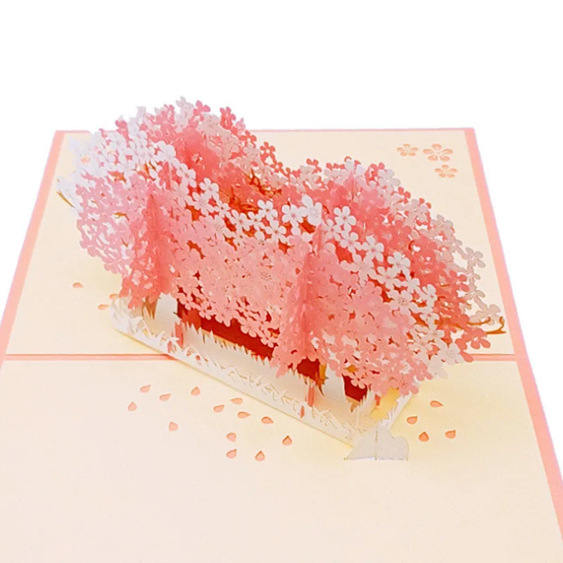  3D Pop UP Card Cherry Blossom Laser Cut Wedding Invitations Cards Valentine's Day Greeting Card Gre - 33031975769