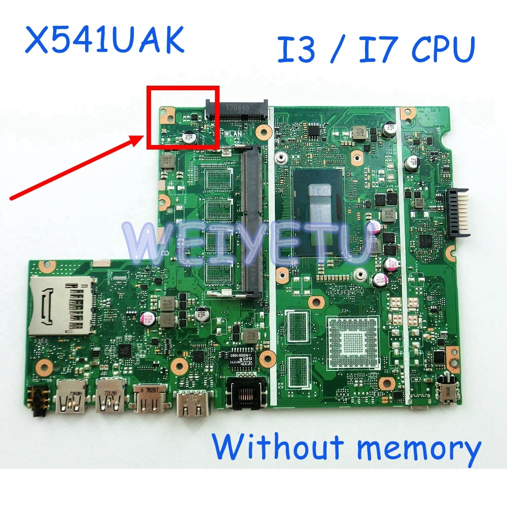 X541UA с I3 I7 CPU без памяти материнская плата для ASUS X541U X541UAK X541UVK X541UV X541UJ ноутбука