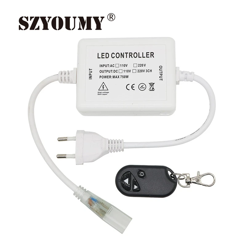 

SZYOUMY Led Strip Dimmer 220V Strip Light RF Remote Control Single Color LED Strip Dimmer