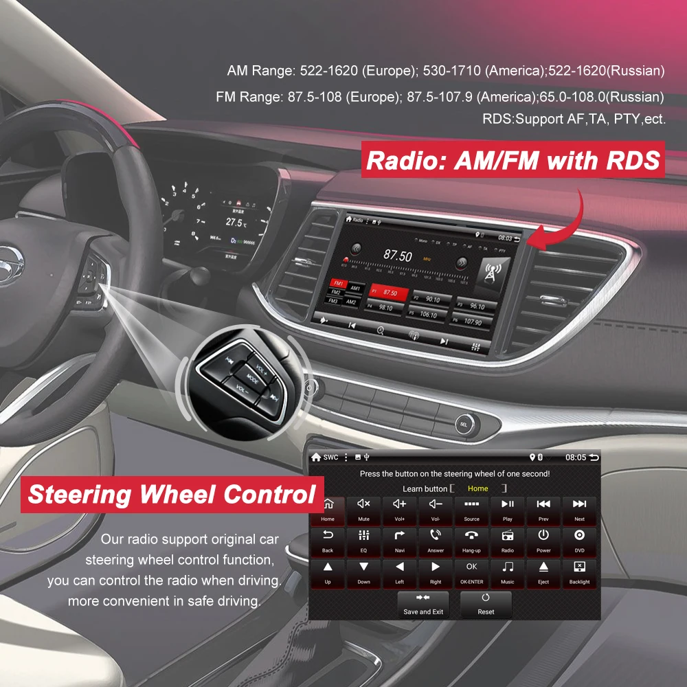 Excellent Bonroad 7"1 din Universal Car DVD Radio Car Multimedia Player For Nissan For Hyundai For Kia GPS Navigation Wifi BT Radio 2