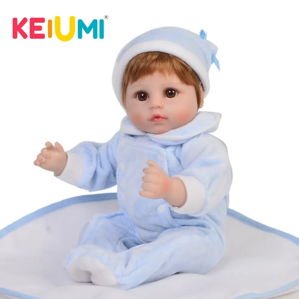 

KEIUMI Fashion 17'' Reborn Babies Dolls Soft Silicone Vinyl With Wig 43 cm Lifelike Cloth Body Dolls Reborn Toys Birthday Gifts