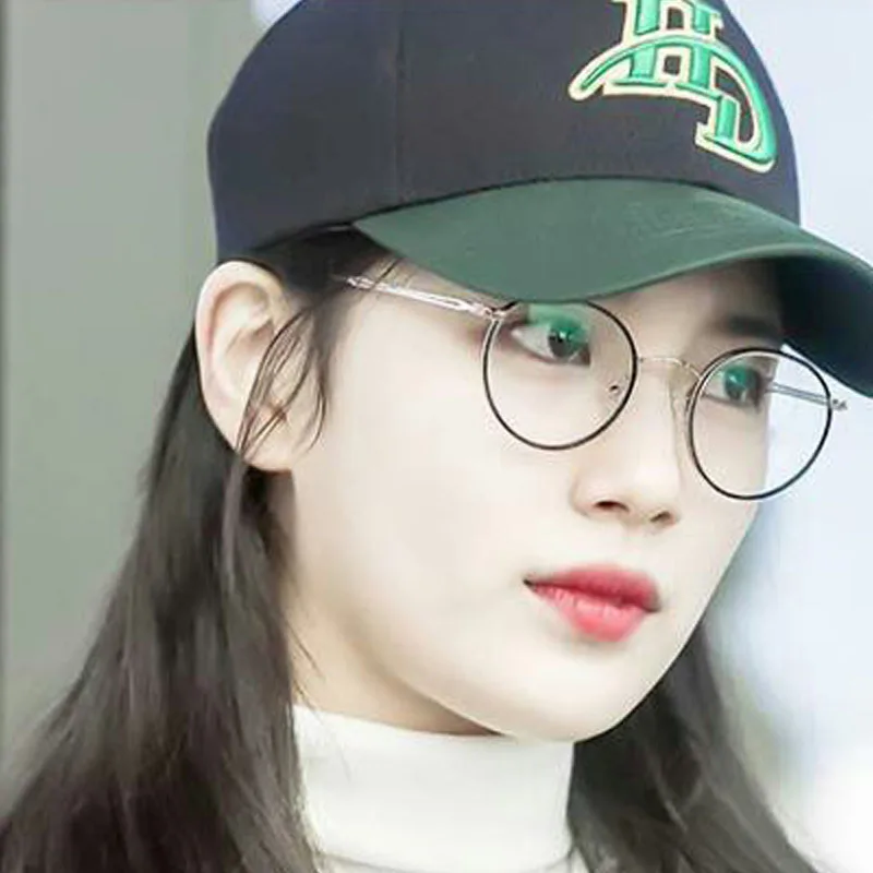 

New Metal Flat Mirror Korean Version Retro Glass Frame Round Frame Plain glasses circular women lasses