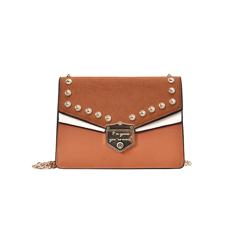 Retro rivet bag design sense lady bag clamshell PU leather lady crossbody bag chain bag new bag
