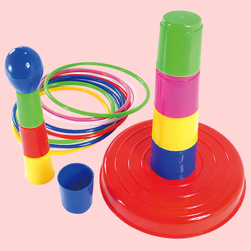 18 PCS Colorful Plastic Hoop Ring Toss Game Toys Set Outdoor Sport