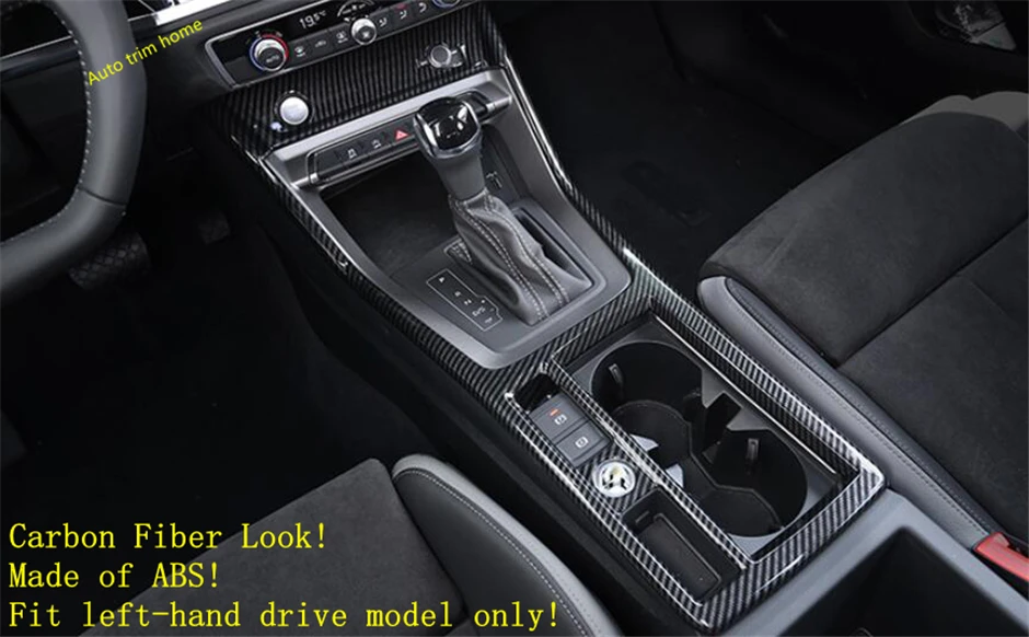 

Lapetus Central Control Gear Shift Water Cup Holder Frame Cover Trim Matte Carbon Fiber Look Fit For Audi Q3 2019 2020 ABS