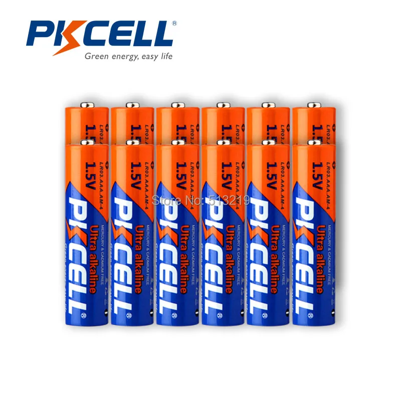 12Pcs*PKCELL Alkaline Single Use Battery LR03 AAA 1.5V Batteries With 3