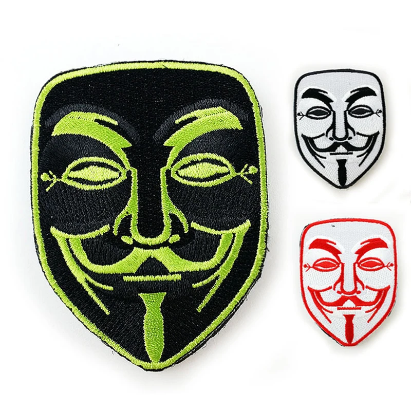

Embroidered Badges V For Vendetta Tactical Hook & Loop Badge Emblem Military Morale Embroidery Badge 6*8cm