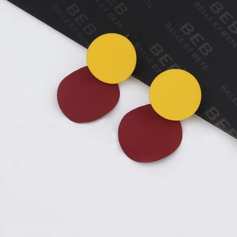 

Seblasy Contrast Color Round Dangle Earrings For Women New Fashion Simple Classic Scrub Pendant Earrings Jewelry