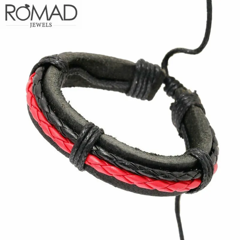 

Punk Rock Vintage Men Bracelet Handmade Adjustable Multilayer Woven Leather Rope Bracelet Men Women Bohemian Charm Bracelets