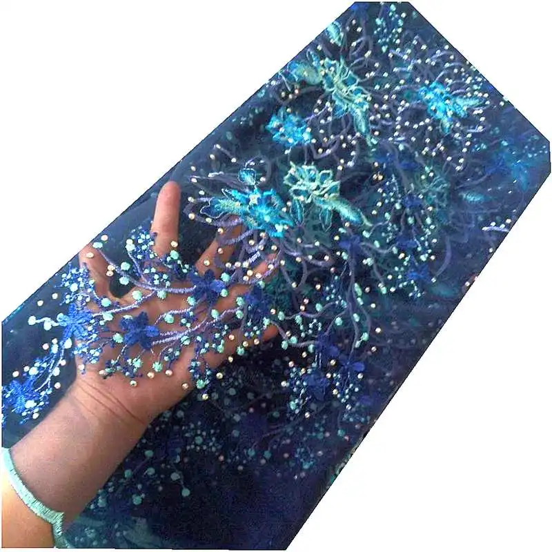 

2017 Sparkle water soluble lace fabric nigerian guipure wedding lace austrian royal blue african french lace fabric high quality