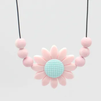

Flower Silicone Baby Teether Necklace Chew Pendant Bite Molar Stick Baby Necklace Teething Toys Baby Products